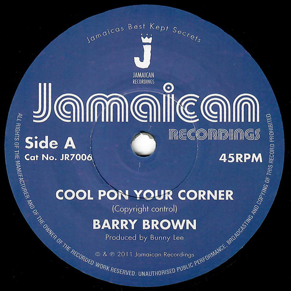 Barry Brown - Cool Pon Your Corner - Vinyl Record 7" image 1