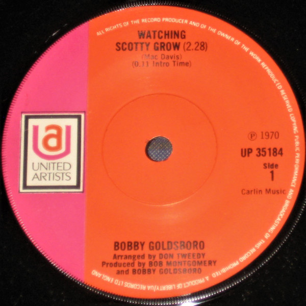Bobby Goldsboro - Watching Scotty Grow / About Time - Used Vinyl Reco image 1