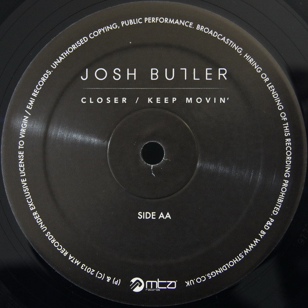 Josh Butler - Closer / Keep Movin' - Vinyl Record 12" image 1