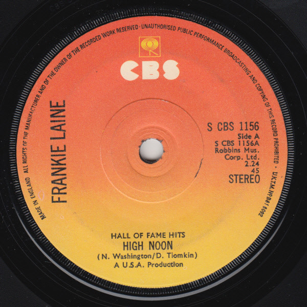 Frankie Laine - High Noon / Cool Water - Used Vinyl Record 7" image 1