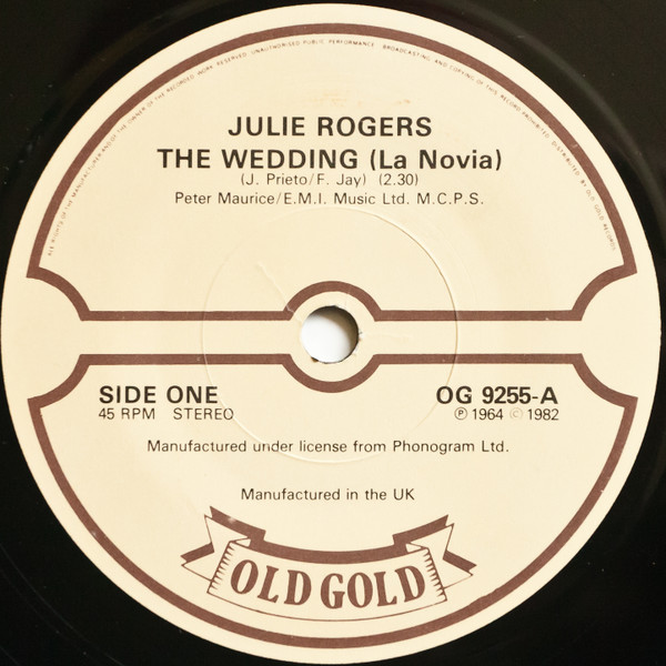 Julie Rogers - Wedding (La Novia) / Amanda - Used Vinyl Record 7" image 1