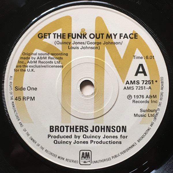 Brothers Johnson - Get The Funk Out My Face - Used Vinyl Record 7" image 1