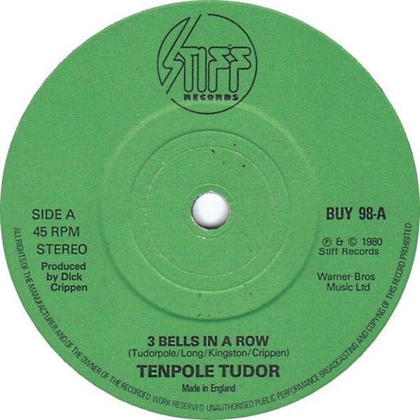 Tenpole Tudor - 3 Bells In A Row - Used Vinyl Record 7" image 1