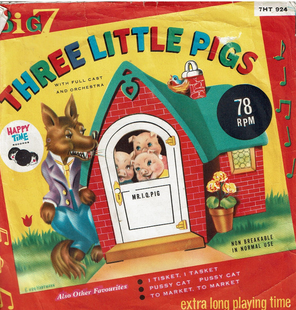 Cricketone Chorus & - Three Little Pigs - Used Vinyl Record 7" image 1