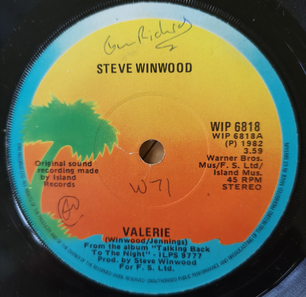 Steve Winwood - Valerie - Used Vinyl Record 7" image 1