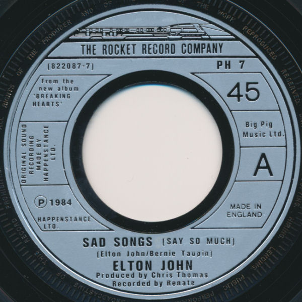 Elton John - Sad Songs (Say So Much) - Used Vinyl Record 7" image 1