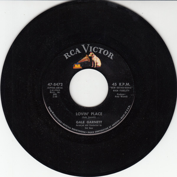 Gale Garnett - Lovin' Place - Used Vinyl Record 7" image 1