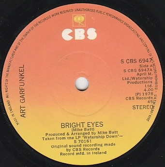 Art Garfunkel - Bright Eyes - Used Vinyl Record 7" image 1