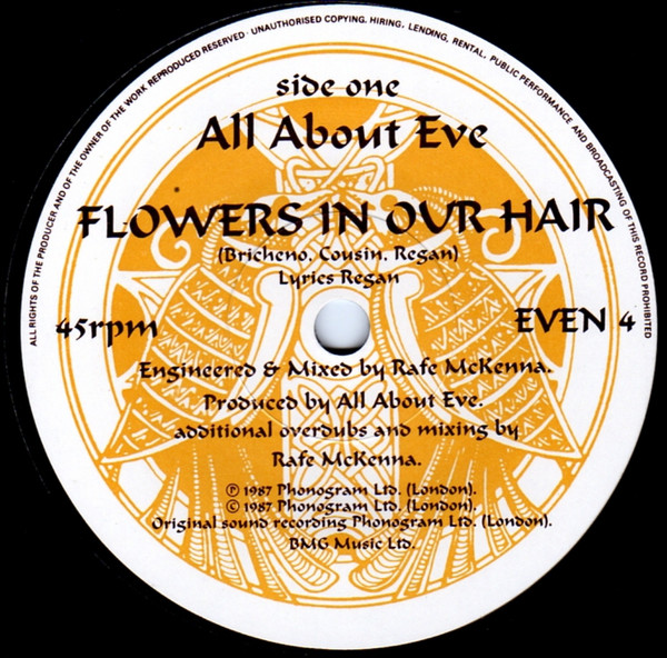 All About Eve - Flowers In Our Hair - Used Vinyl Record 7" image 1
