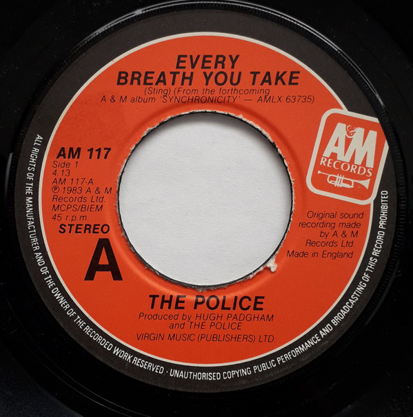 Police - Every Breath You Take - Used Vinyl Record 7" image 1
