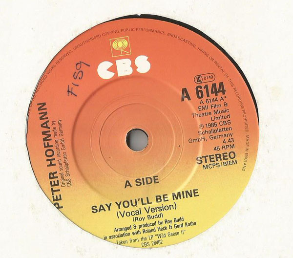 Peter Hofmann - Say You'll Be Mine - Used Vinyl Record 7" image 1