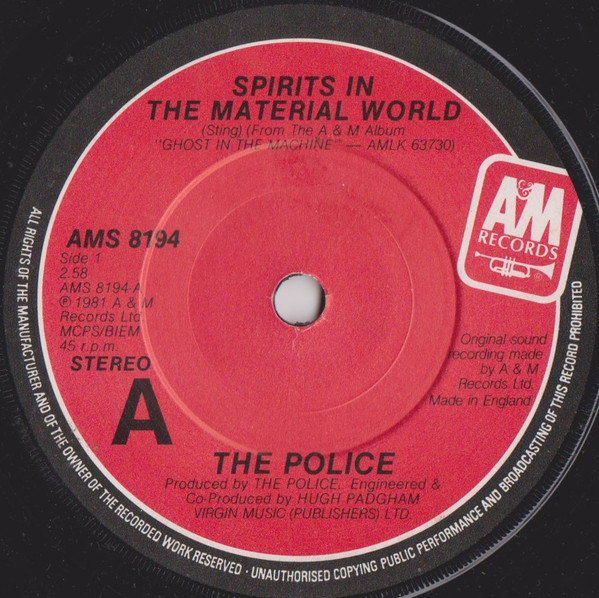 Police - Spirits In The Material World - Used Vinyl Record 7" image 1