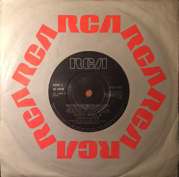 Daryl Hall & John Oa - Method Of Modern Love - Used Vinyl Record 7" image 1