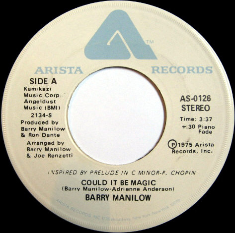 Barry Manilow - Could It Be Magic - Used Vinyl Record 7" image 1