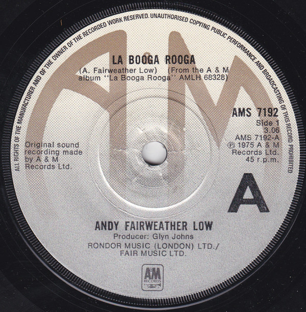 Andy Fairweather-Low - La Booga Rooga - Used Vinyl Record 7" image 1