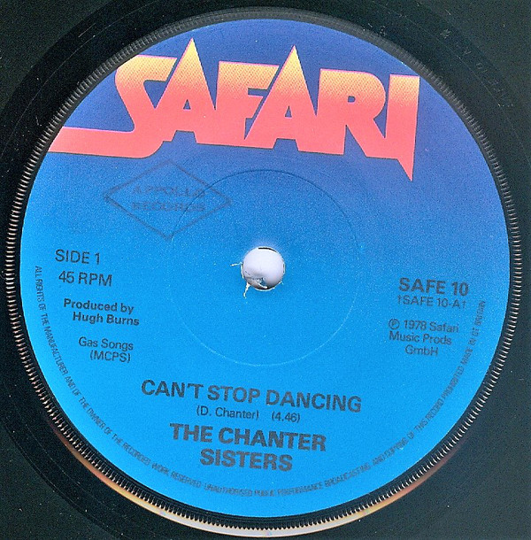 Chanter Sisters - Can't Stop Dancing - Used Vinyl Record 7" image 1