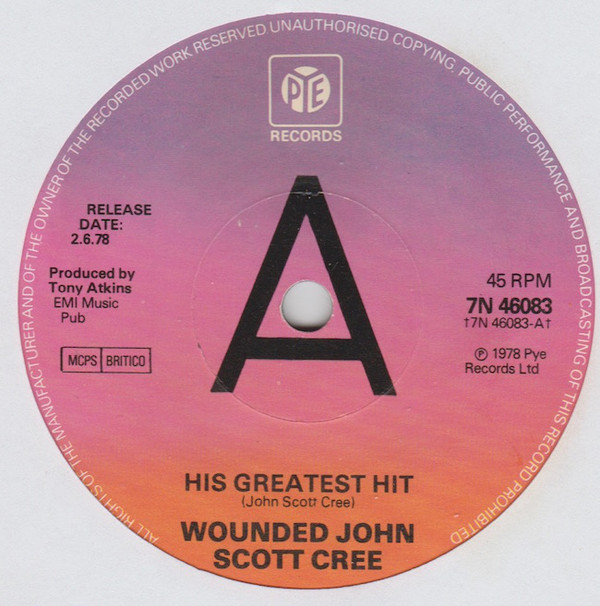 John Scott Cree - His Greatest Hit - Used Vinyl Record 7" image 1