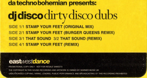 Da Techno Bohemian - Dirty Disco Dubs - Used Vinyl Record 12" image 1