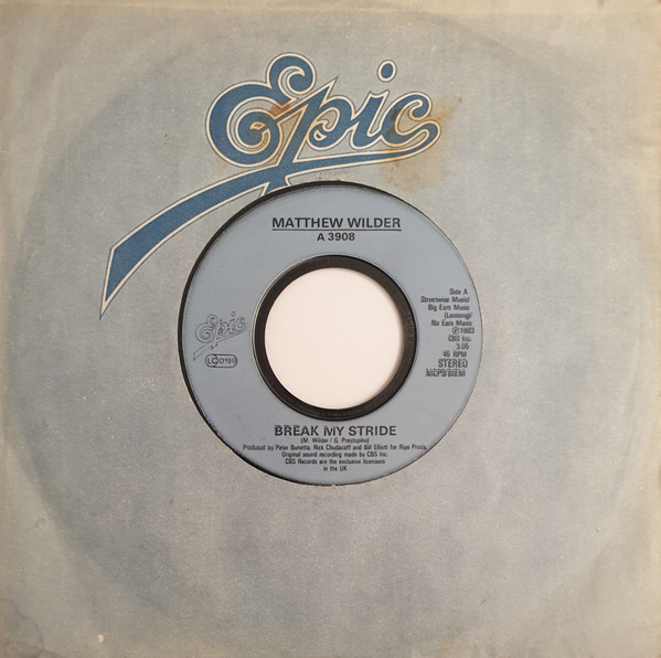 Matthew Wilder - Break My Stride - Used Vinyl Record 7" image 1