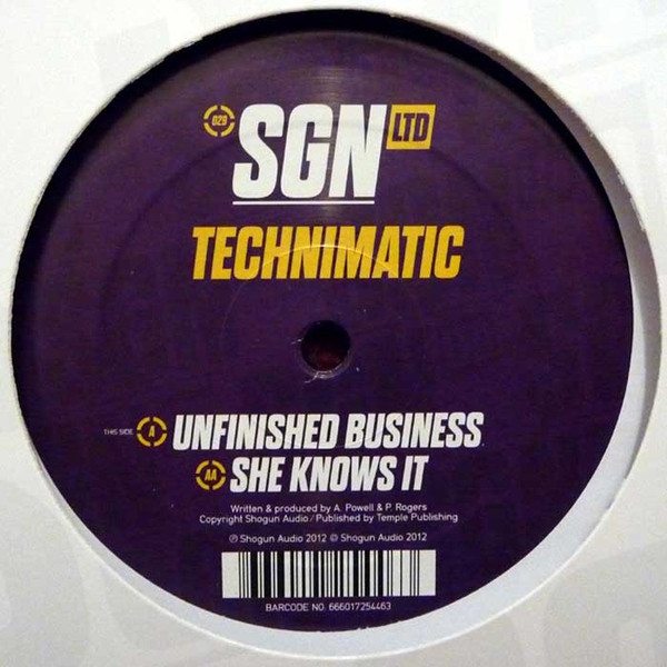 Technimatic - Unfinished Business / She Knows It - Vinyl Record 12" image 1