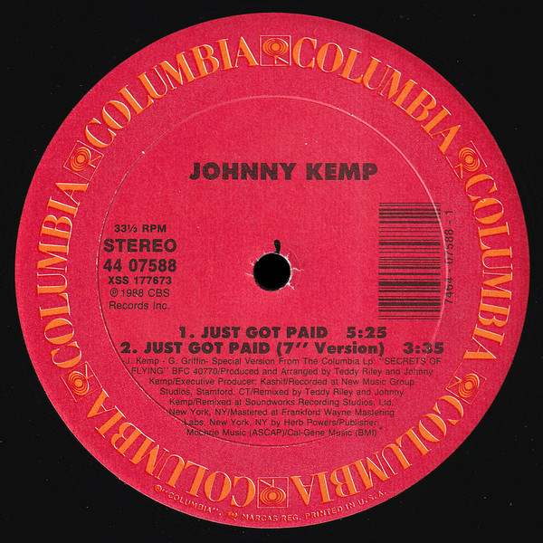 Johnny Kemp - Just Got Paid - Used Vinyl Record 12" image 1