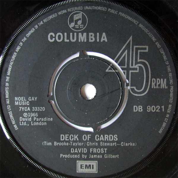David Frost - Deck Of Cards/Zookeeper - Used Vinyl Record 7" image 1