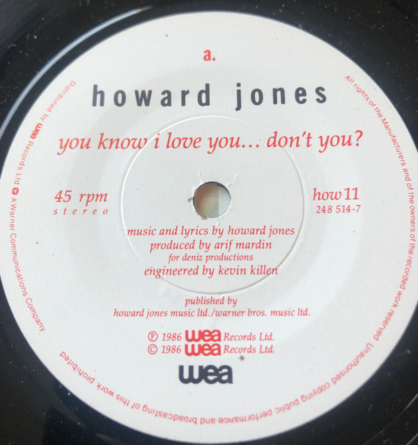 Howard Jones - You Know I Love You ... Don't You? - Used Vinyl Record image 1