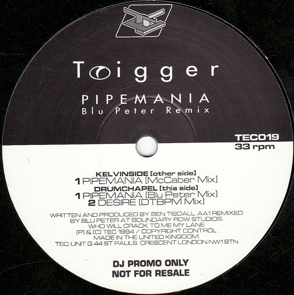 Trigger - Pipemania - Blu Peter Remix - Used Vinyl Record 12" image 1