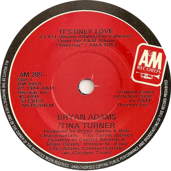 Bryan Adams - It's Only Love - Used Vinyl Record 7" image 1