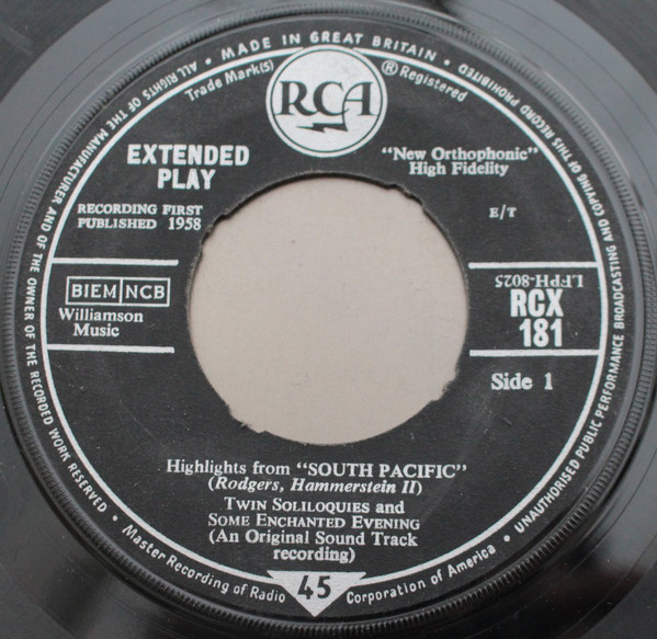 Rodgers & Hammerstei - South Pacific - Used Vinyl Record 7" image 1