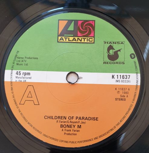 Boney M. - Children Of Paradise / Gadda-Da-Vida - Used Vinyl Record 7 image 1