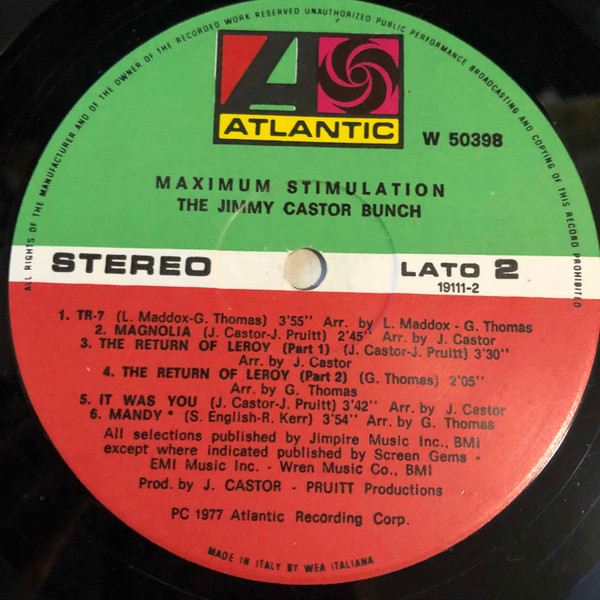 Jimmy Castor Bunch - Maximum Stimulation - Used Vinyl Record image 4