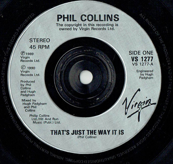 Phil Collins - That's Just The Way It Is - Used Vinyl Record 7" image 3