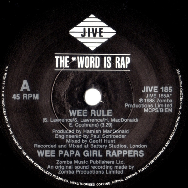 Wee Papa Girl Rapper - Wee Rule - Used Vinyl Record 7" image 3