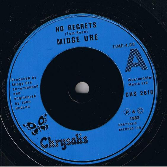 Midge Ure - No Regrets - Used Vinyl Record 7" image 3