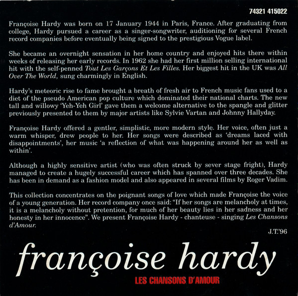 Francoise Hardy - Les Chansons D'Amour - Used CD image 4