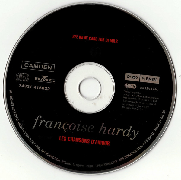 Francoise Hardy - Les Chansons D'Amour - Used CD image 7