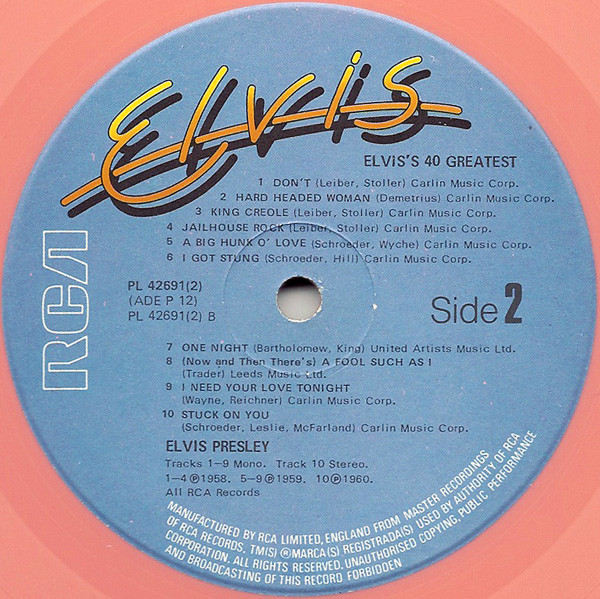 Elvis Presley - Elvis's 40 Greatest - Used Vinyl Record image 6