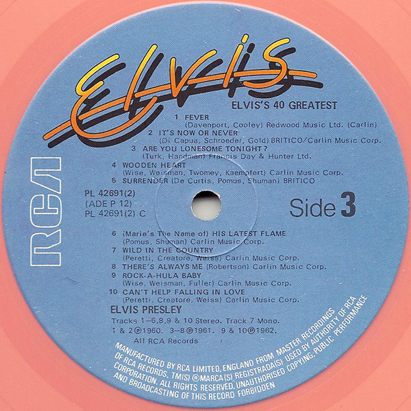 Elvis Presley - Elvis's 40 Greatest - Used Vinyl Record image 7