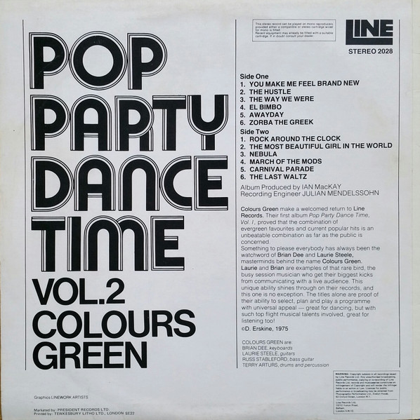 Colours Green - Pop Party Dance Time Vol.2 - Used Vinyl Record image 2