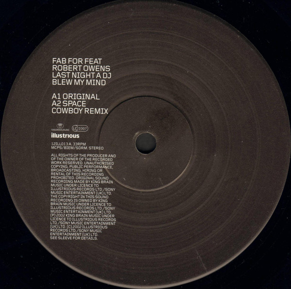 Fab For - Last Night A DJ Blew My Mind - Used Vinyl Record 12" image 2