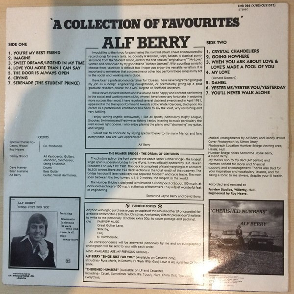 Alf Berry - A Collection Of Favourites - Used Vinyl Record image 2