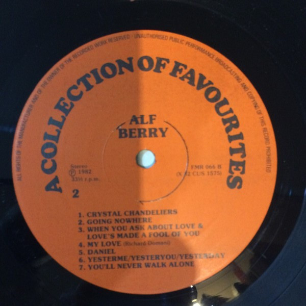Alf Berry - A Collection Of Favourites - Used Vinyl Record image 4
