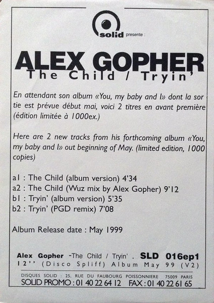Alex Gopher - Child / Tryin' - Used Vinyl Record 12" image 4