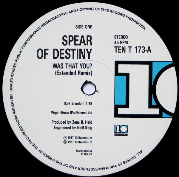 Spear Of Destiny - Was That You? - Used Vinyl Record 12" image 3