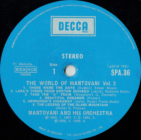 Mantovani And His Or - World Of Mantovani Vol.2 - Used Vinyl Record image 3