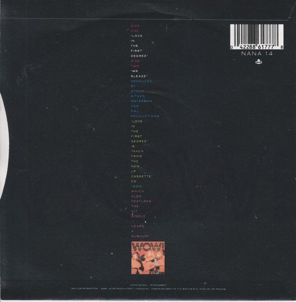 Bananarama - Love In The First Degree - Used Vinyl Record 7" image 2