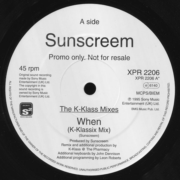 Sunscreem - K-Klass Mixes (When) - Used Vinyl Record 12" image 2