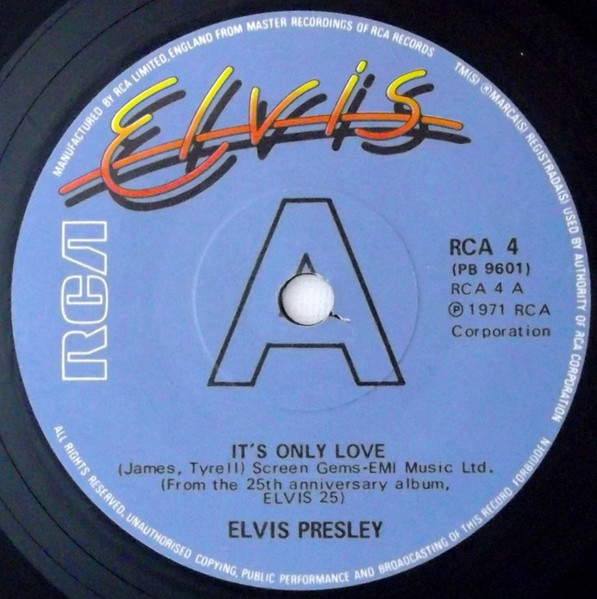 Elvis Presley - It's Only Love / Beyond The Reef - Used Vinyl Record image 2