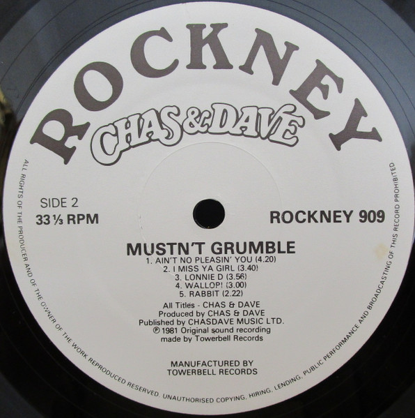 Chas And Dave - Mustn't Grumble - Used Vinyl Record image 4